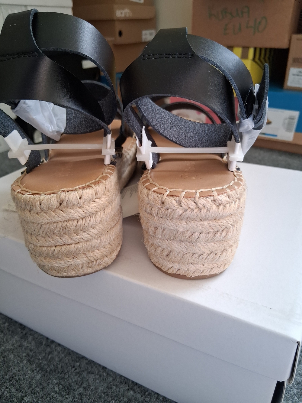 Black Espadrille Platform Sandals - Women - Picture 4 of 14